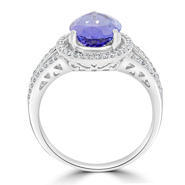 3.5ct Tanzanite Ring with 0.24ct Diamonds set in 14K White Gold