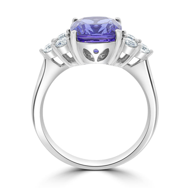 3.05ct Tanzanite Ring with 0.37ct Diamonds set in Platinum 950