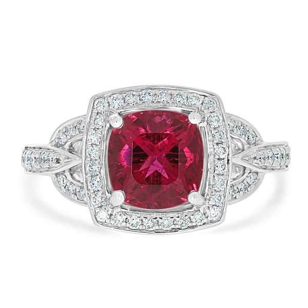 2.39ct Tourmaline Ring with 0.35ct Diamonds set in 14K White Gold