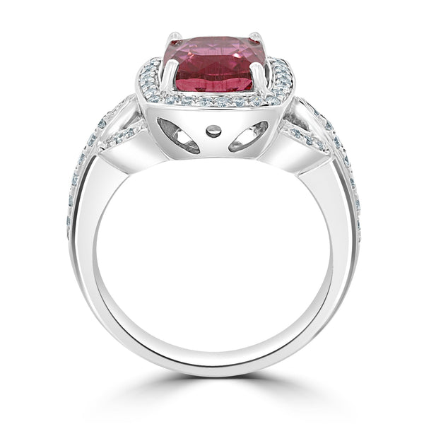 2.39ct Tourmaline Ring with 0.35ct Diamonds set in 14K White Gold