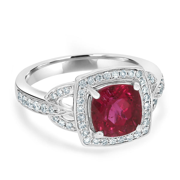 2.39ct Tourmaline Ring with 0.35ct Diamonds set in 14K White Gold