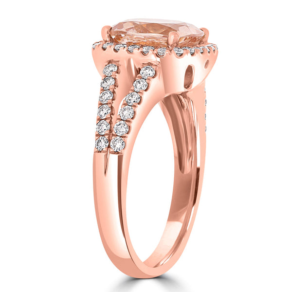 2.64ct Morganite Ring with 0.52ct Diamonds set in 14K Rose Gold