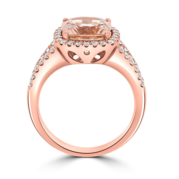 2.64ct Morganite Ring with 0.52ct Diamonds set in 14K Rose Gold