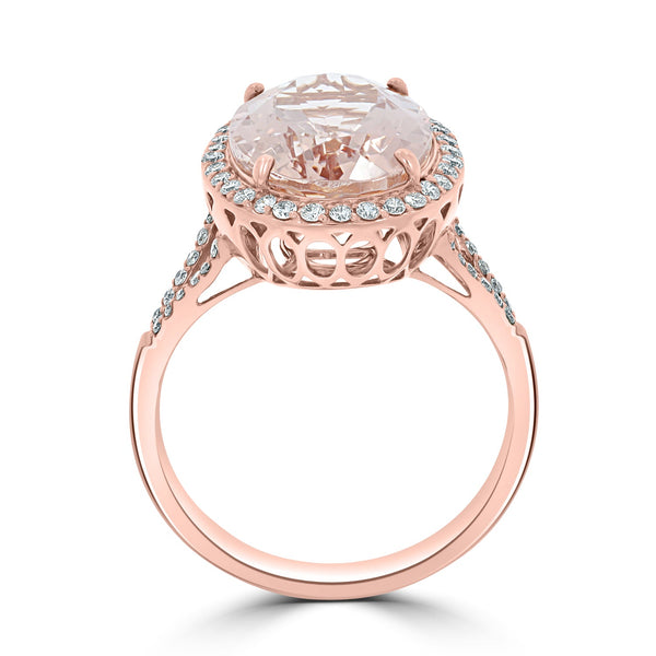 5.24ct Morganite Ring with 0.31ct Diamonds set in 14K Rose Gold