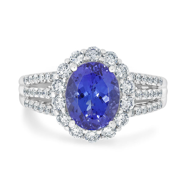 2.74ct Tanzanite Ring with 0.85ct Diamonds set in Platinum 950