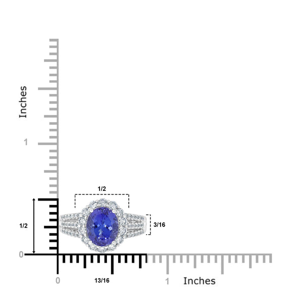 2.74ct Tanzanite Ring with 0.85ct Diamonds set in Platinum 950