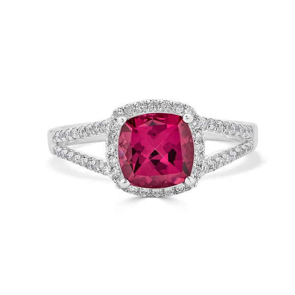 1.83Ct Rhodolite Garnet Rings With 0.25Tct Diamonds Set In 14Kt White Gold