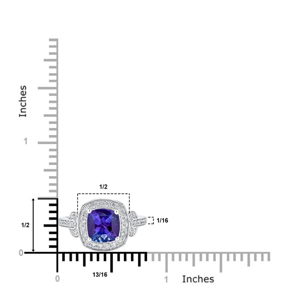 2.06Ct Tanzanite Ring With 0.37Tct Diamonds Set In 14Kt White Gold