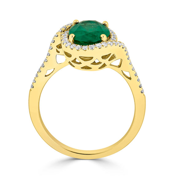 2.07ct Emerald Ring with 0.31tct Diamonds set in 14K Yellow Gold