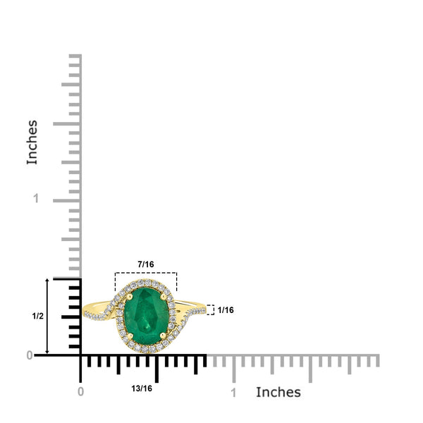 2.07ct Emerald Ring with 0.31tct Diamonds set in 14K Yellow Gold