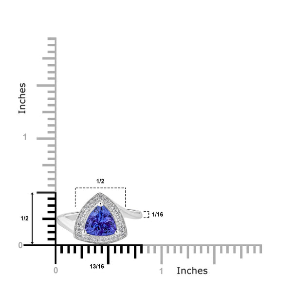 1.59Ct Tanzanite Ring With 0.15Tct Diamonds Set In 14Kt White Gold