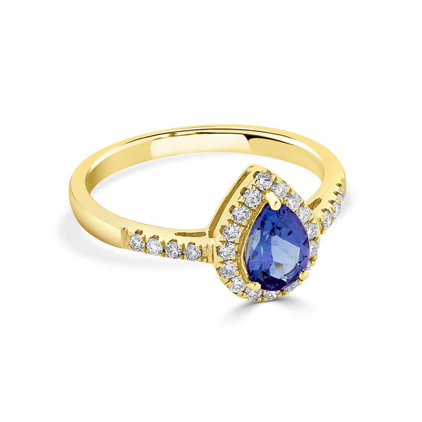 0.70Ct Tanzanite Ring With 0.25Tct Diamonds Set In 14Kt Yellow Gold