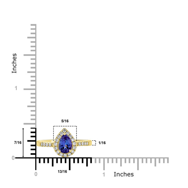 0.70Ct Tanzanite Ring With 0.25Tct Diamonds Set In 14Kt Yellow Gold