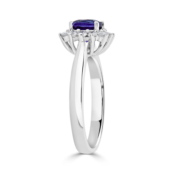 1.07Ct Tanzanite Ring With 0.37Tct Diamonds Set In 14Kt White Gold