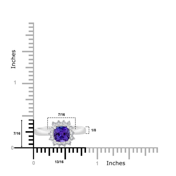 1.07Ct Tanzanite Ring With 0.37Tct Diamonds Set In 14Kt White Gold