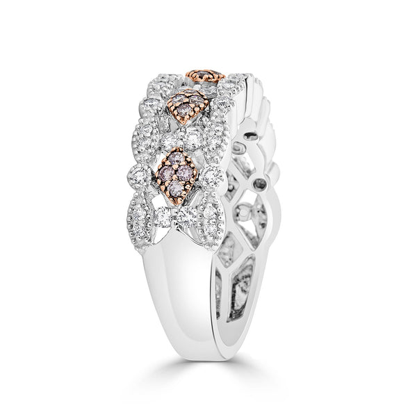 0.18tct Pink Diamond Ring With 0.40tct Diamonds Set In 18Kt Two Tone