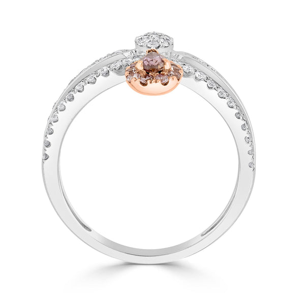 0.16Tct Pink Diamond Ring With 0.48Tct Diamonds Set In 18Kt Two Tone Gold