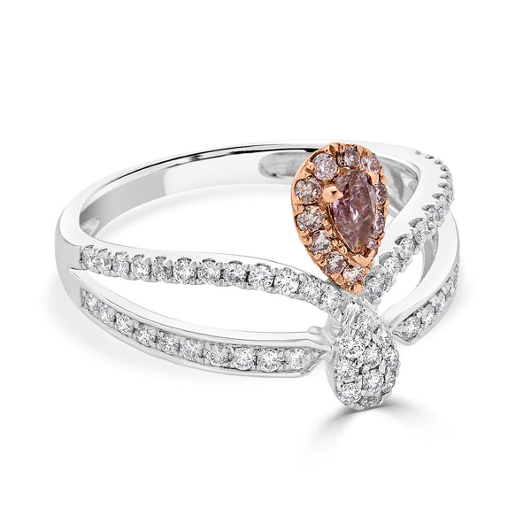 0.16Tct Pink Diamond Ring With 0.48Tct Diamonds Set In 18Kt Two Tone Gold