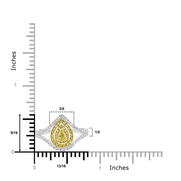 0.25Tct Yellow Diamond Ring With 0.60Tct Diamonds Set In 18Kt Two Tone Gold