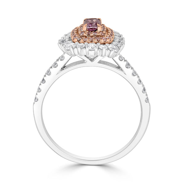 0.25Tct Pink Diamond Ring With 0.87Tct Diamonds Set In 18Kt Two Tone Gold