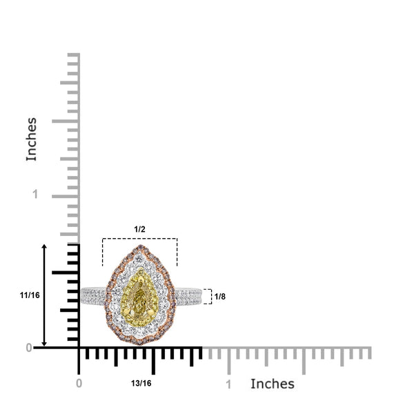 0.51ct Yellow Diamond Ring with 1.00tct Diamonds set in 18K Two Tone Gold