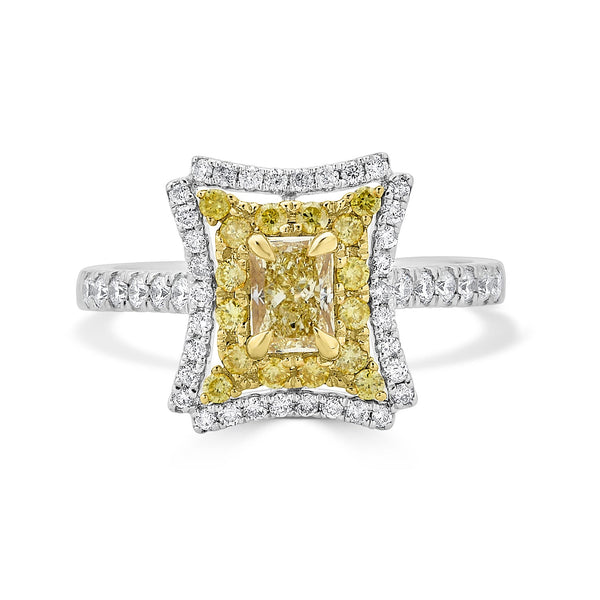 0.50Tct Yellow Diamond Ring With 0.61Tct Diamonds Set In 14Kt Two Tone Gold