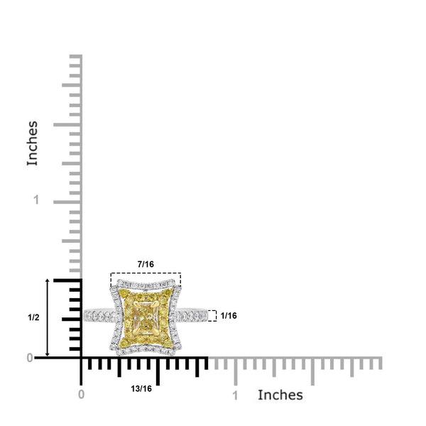 0.50Tct Yellow Diamond Ring With 0.61Tct Diamonds Set In 14Kt Two Tone Gold