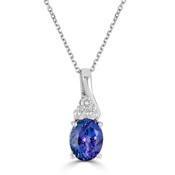 2.65ct Tanzanite Pendant with 0.20tct diamonds set in 14K white gold