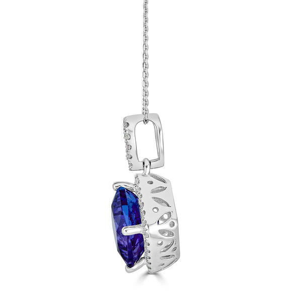 3.99ct Tanzanite Pendant with 0.23tct diamonds set in 14K white gold