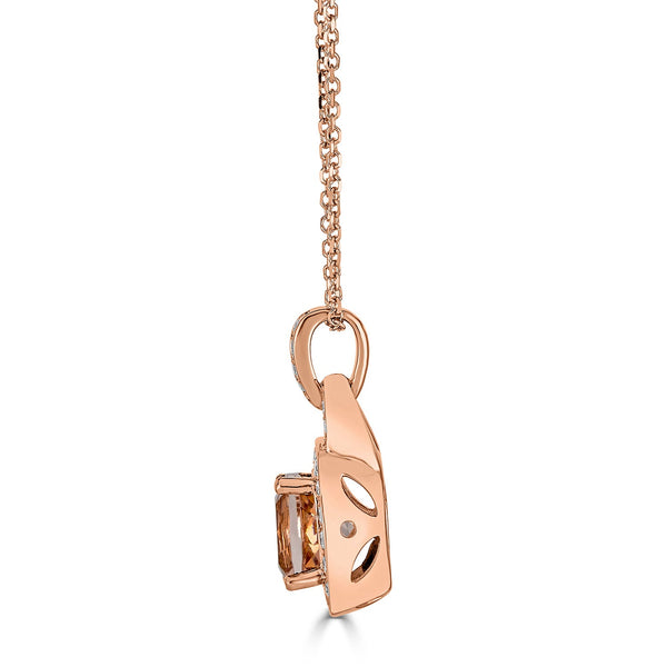 2.20ct Morganite Pendant with 0.39tct diamonds set in 18K rose gold