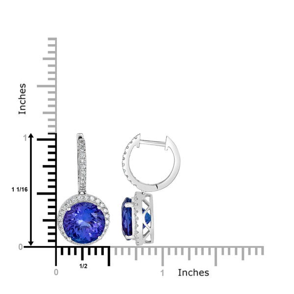 8.85tct Tanzanite Earrings with 0.66tct diamonds set in 14K white gold