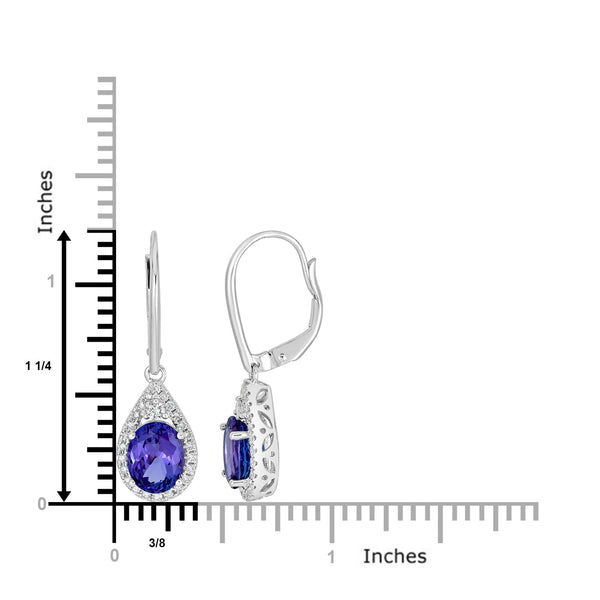 3.93tct Tanzanite Earrings with 0.45tct diamonds set in 18K white gold