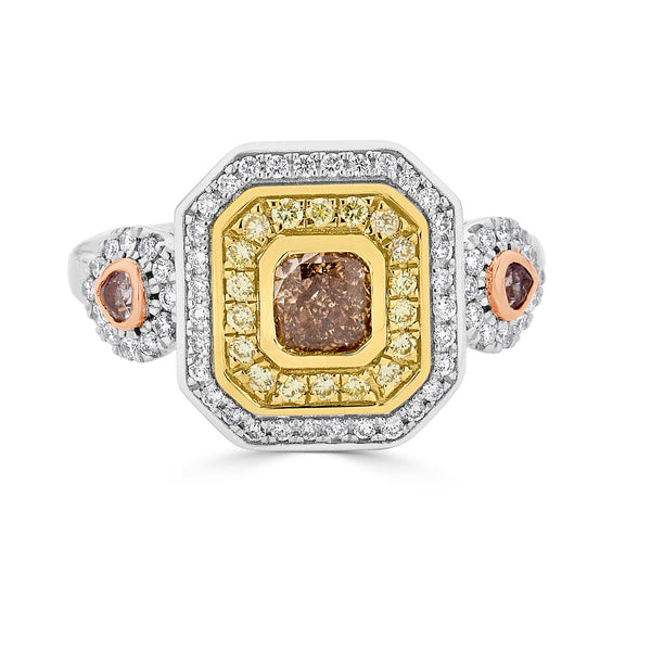 0.51tct Brown Diamond Ring with 0.52tct Diamonds set in 14K Two Tone Gold