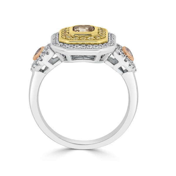 0.51tct Brown Diamond Ring with 0.52tct Diamonds set in 14K Two Tone Gold