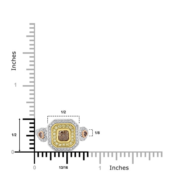 0.51tct Brown Diamond Ring with 0.52tct Diamonds set in 14K Two Tone Gold