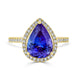 3.21Ct Tanzanite Ring With 0.36Tct Diamonds Set In 14Kt Yellow Gold