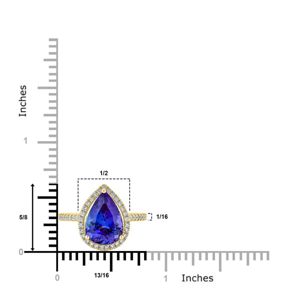 3.21Ct Tanzanite Ring With 0.36Tct Diamonds Set In 14Kt Yellow Gold