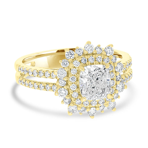 1.04ct Diamond  Rings with 0.63tct Diamond set in 18K Yellow Gold