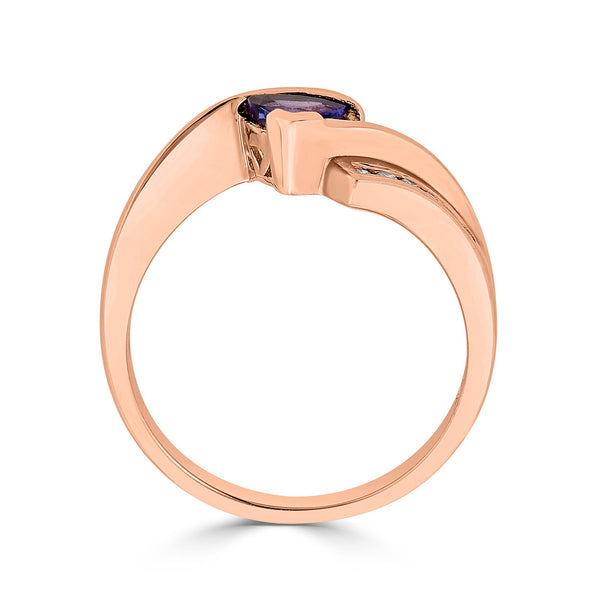 0.49Ct Tanzanite Ring With 0.06Tct Diamonds Set In 14Kt Rose Gold