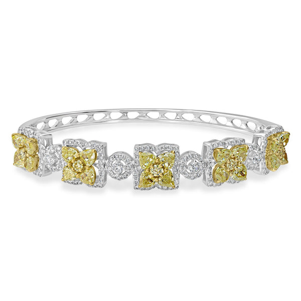 4.33tct Yellow Diamond Bangle with 1.77tct Diamonds set in 18K Two Tone Gold