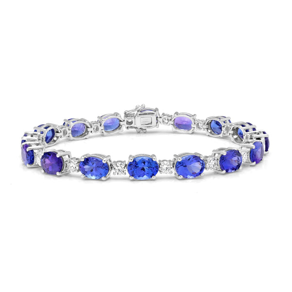 23.14tct Tanzanite Bracelets with 2.48tct Diamond set in 14K White Gold