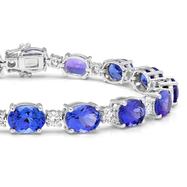 23.14tct Tanzanite Bracelets with 2.48tct Diamond set in 14K White Gold