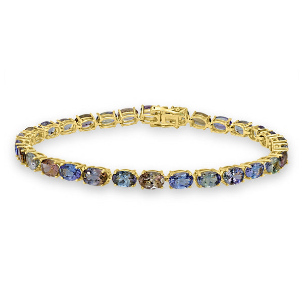 14.34tct Tanzanite Bracelet set in 14K Yellow Gold