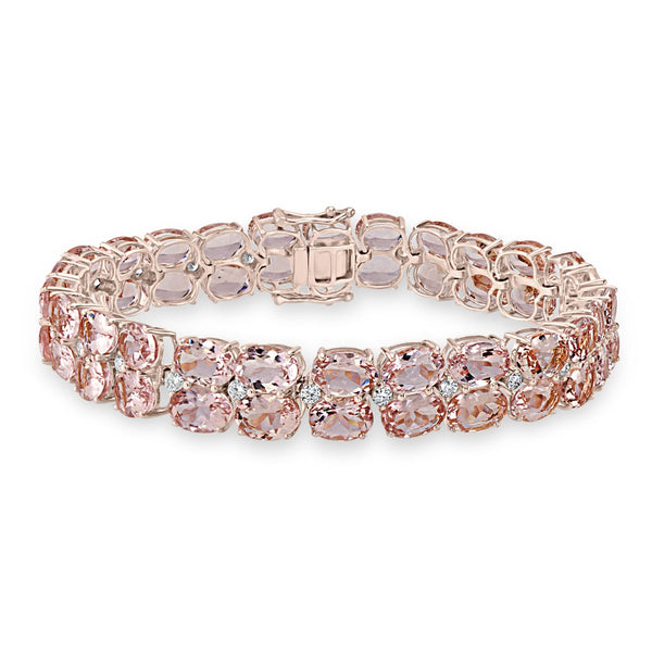 37.44tct Morganite Bracelet with 1.46tct Diamonds set in 14K Rose Gold