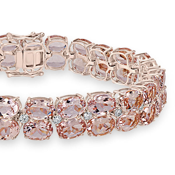 37.44tct Morganite Bracelet with 1.46tct Diamonds set in 14K Rose Gold