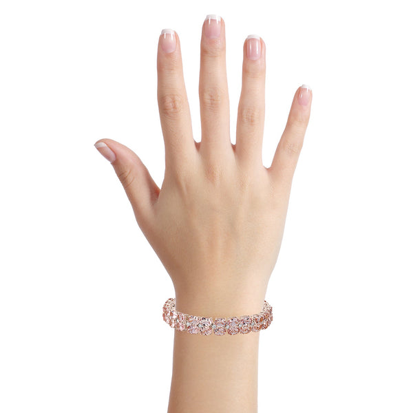 37.44tct Morganite Bracelet with 1.46tct Diamonds set in 14K Rose Gold