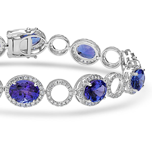 17.69tct Tanzanite Bracelets with 2.43tct Diamond set in 14K White Gold