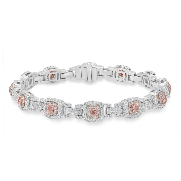 0.89tct Pink Diamond Bracelet with 3.18tct Diamonds set in 14K Two Tone Gold