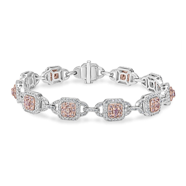 0.88tct Pink Diamond Bracelet with 2.84tct Diamonds set in 14K Two Tone Gold