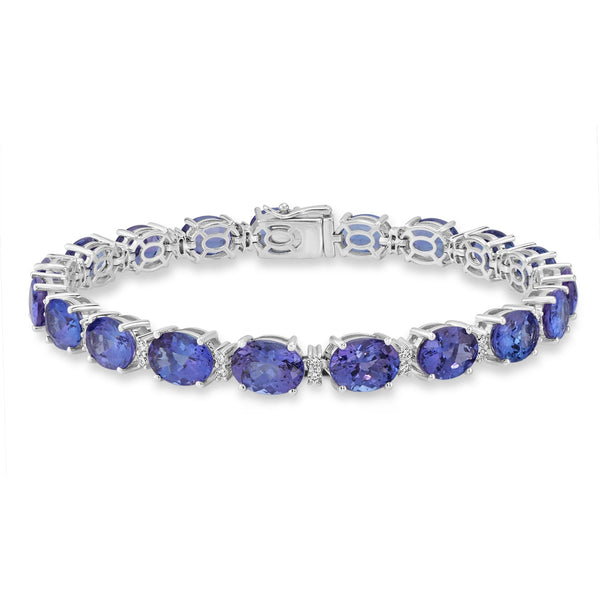 25.3tct Tanzanite Bracelet with 0.64tct Diamonds set in 14K White Gold